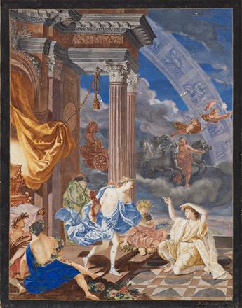 RICHARD VAN ORLEY (Brussels 1663-1732 Brussels) Apollo and Attendants at his Temple with the Signs of the Zodiac in the Sky * A Large S